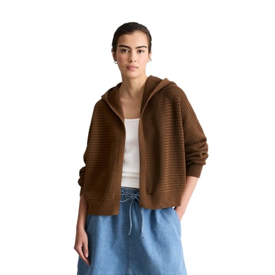Cardigan à capuche loose en coton organique MARC O’POLO DENIM