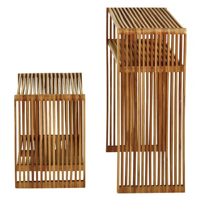 Consoles gigognes teck recyclé 74cm - Set de 2 Slat ZAGO