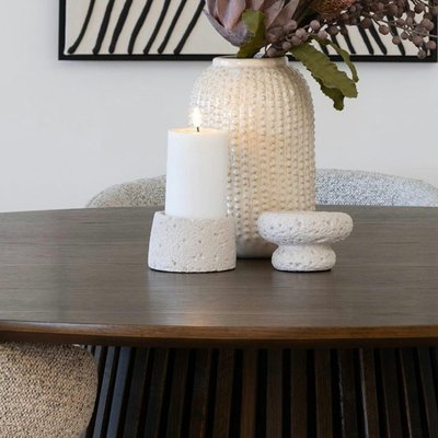 Bougeoir déco en ciment (lot de 2) - gris, formes coupelles basses PIER IMPORT