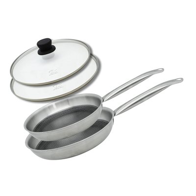 Lot de 2 poêles de 24 et 28 cm avec couvercles sans PFAS Elo ELO