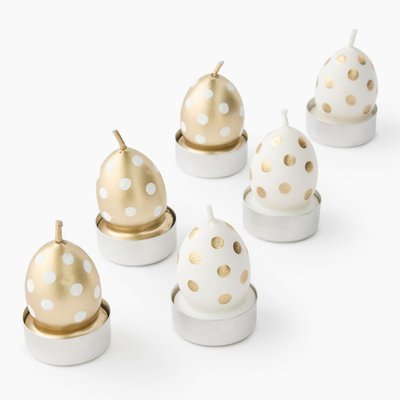 Boite 6 bougies oeufs à pois, en cire MONOPRIX