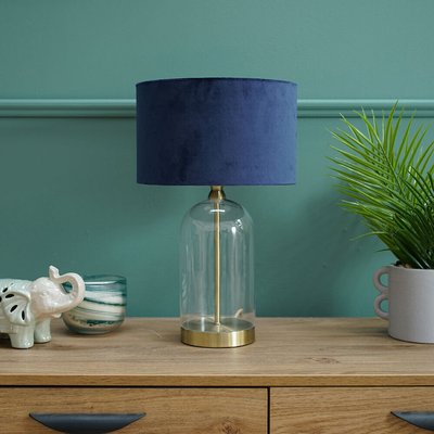 Gold Glass Table Lamp with Velvet Shade SO'HOME