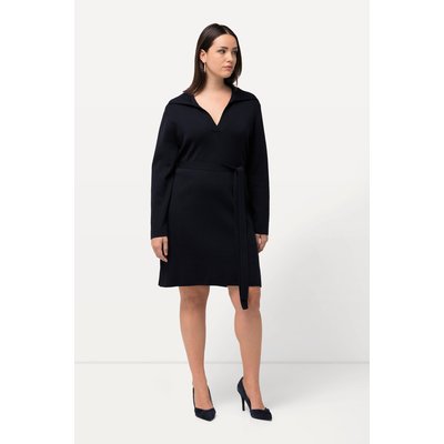 Robe en maille avec ceinture. Col chemise ULLA POPKEN