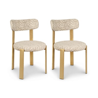 Lot de 2 chaises de table en tissu zébré, LILY NOW'S HOME