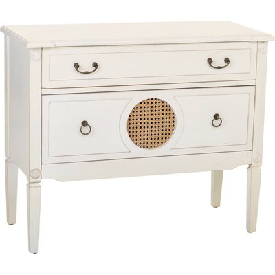 Commode blanche vieillie bois et rotin style vintage élégant RECOLLECTION