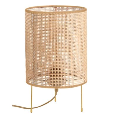 Lampe A Poser Atila En Rotin Pied Doré MILLUMINE