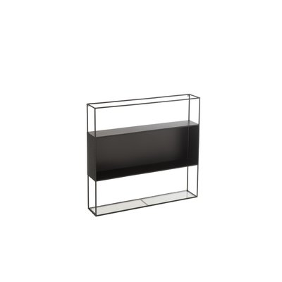 Étagère murale rectangulaire en métal noir et verre - LUCE HELLIN, DEPUIS 1862