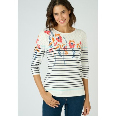 Pull uni et rayé imprimé floral DAMART