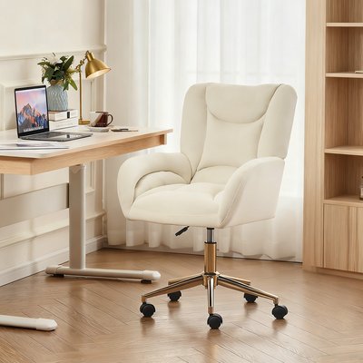 Chaise de bureau en velours réglable et pivotante, ROSSIE MEUBLES COSY