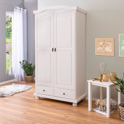Armoire en bois massif 2 portes 2 tiroirs TERRE DE NUIT