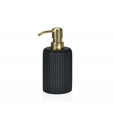 Distributeur de Savon en Résine Noire et ABS Doré Stripes WADIGA