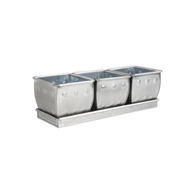Jardinière 3 pots en zinc brossé AUBRY GASPARD