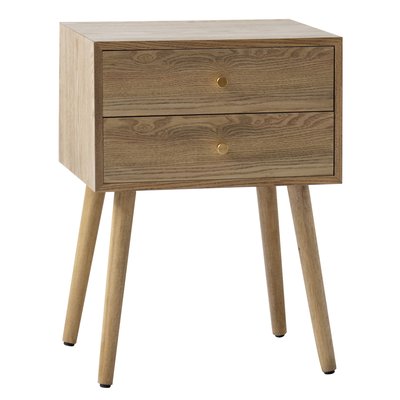 Table de chevet 2 tiroirs, bois, TONDER NORDLYS