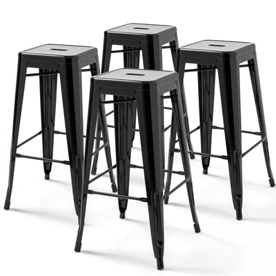 Tabourets de bar en métal brillant — Lot de 4, INDUS OVIALA