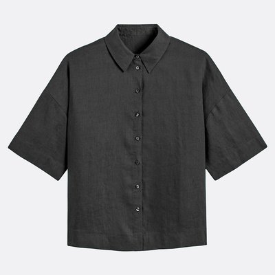 Signature Oversized Linen Blouse Ambre with Elbow-Length Sleeves LA REDOUTE COLLECTIONS
