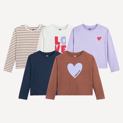 Pack of 5 T-Shirts with Long Sleeves LA REDOUTE COLLECTIONS