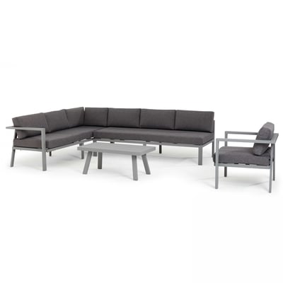 Salon de jardin d'angle en aluminium 6 places, SAINT TROPEZ OVIALA