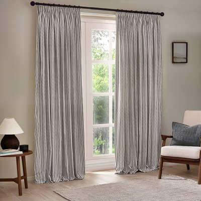 Hebden Striped Cotton Pencil Pleat Curtains YARD