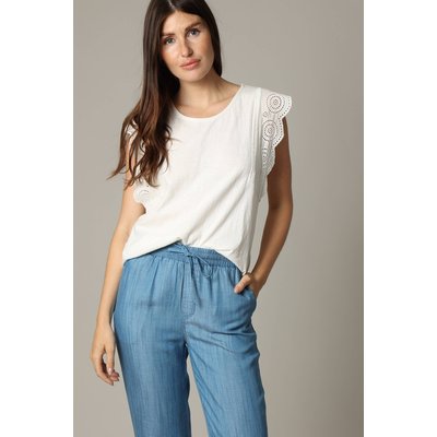 Blouse en coton et lin avec détails ajourés AZIANA DEELUXE