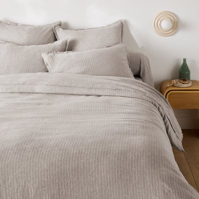 Housse de couette lin lavé, Linot Rayé LA REDOUTE INTERIEURS