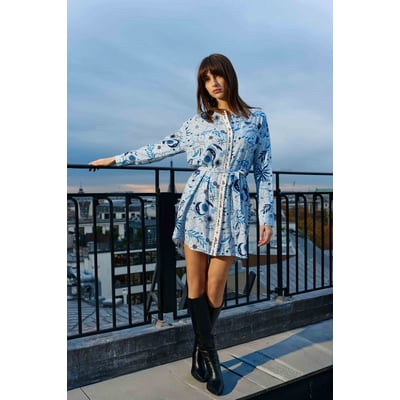 Robe courte chemise imprimé graphique RUAN LA PETITE ETOILE
