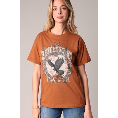T-shirt en coton à imprimé aigle et message "desert soul"
 STATES DEELUXE