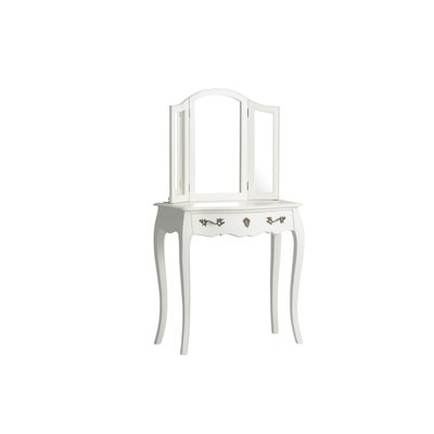 Coiffeuse baroque en bois 1 tiroir et miroir pliable en 3 parties - MURIANE AMADEUS