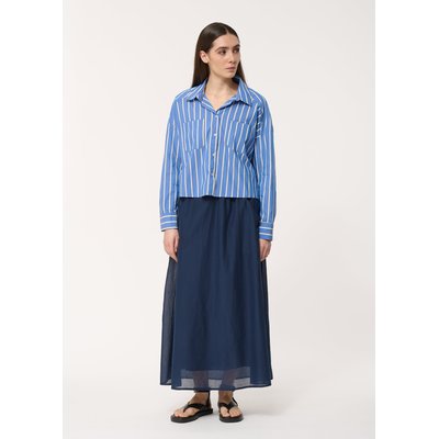 Jupe mi-longue bleu marine en voile de coton HUMILITY