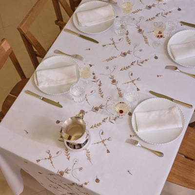 Nappe brodée en lin, 170 gr/m², VALSE DE LIN ALEXANDRE TURPAULT