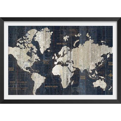Affiche carte du monde voies navigables HEXOA