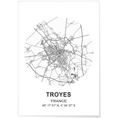 Affiche Carte Troyes L'AFFICHERIE