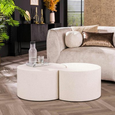 Table basse blanche en marbre composite forme lune (lot de 2) TAJ PIER IMPORT