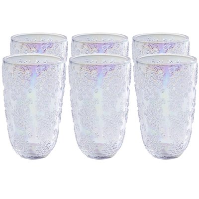 Lot de 6 verres à eau, ICE FLOWERS KARE DESIGN
