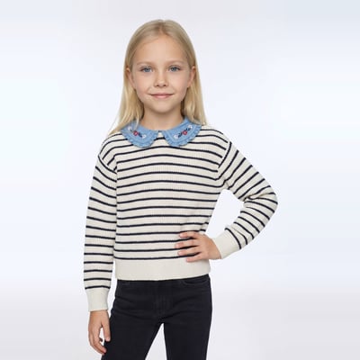 SWEART COL DENIM MONOPRIX