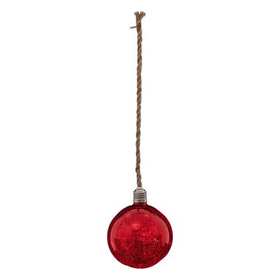 Décoration lumineuse  boule de Noël rouge 12 LED blanc chaud D10cm FEERIC LIGHTS & CHRISTMAS