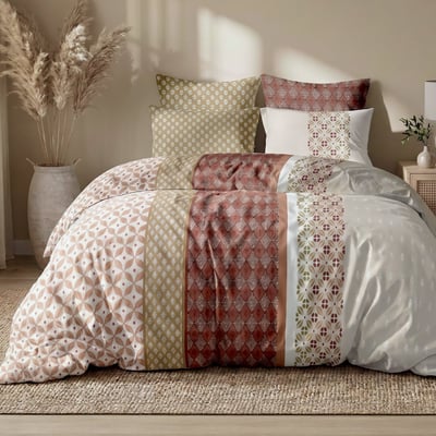 Parure housse de couette imprimée orientale en coton, RIADI ATELIER DU COTON