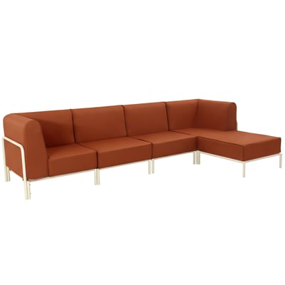 Salon de jardin modulable 5 places avec 2 chauffeuses, 2 fauteuils d'angle et un pouf, PATIO OVIALA