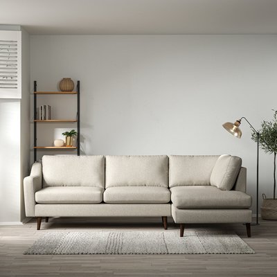 Rosa Curve Soft Woven Chaise - Right Facing with Dark Wood Legs SO'HOME