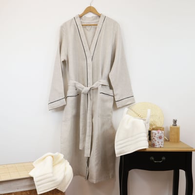 Peignoir mixte 100% lin  naturel Allure LINANDELLE