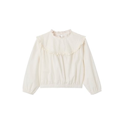 Blouse bi- matière détails en broderie anglaise VERTBAUDET