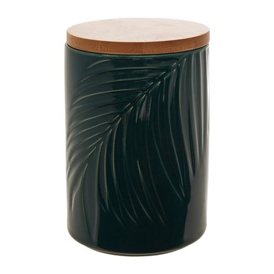 Large Bali Dark Green Storage Canister with Bamboo Lid SO'HOME