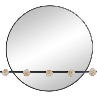 miroir mural rond avec porte manteau style industriel RECOLLECTION