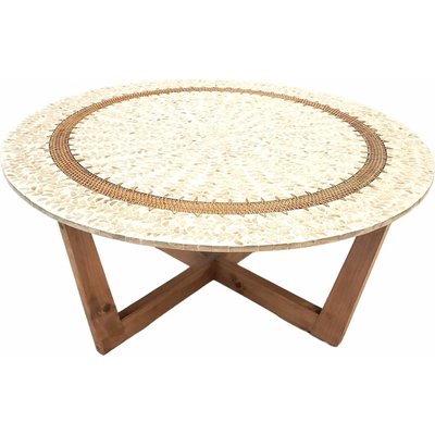 Table basse déco rattan et nacre esprit naturel élégant RECOLLECTION
