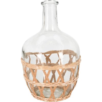 Vase en verre avec rotin 15x15x24cm WADIGA