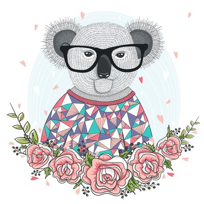 Tableau enfant hipster koala HEXOA