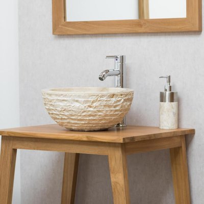 Vasque en pierre ronde à poser 35cm VÉSUVE WANDA COLLECTION