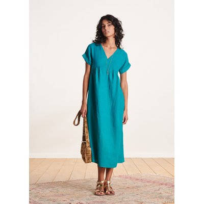 Robe longue en lin manches courtes LA FEE MARABOUTEE