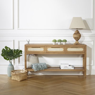 Console 3 tiroirs en rotin et chêne MONTANA ROBIN DES BOIS