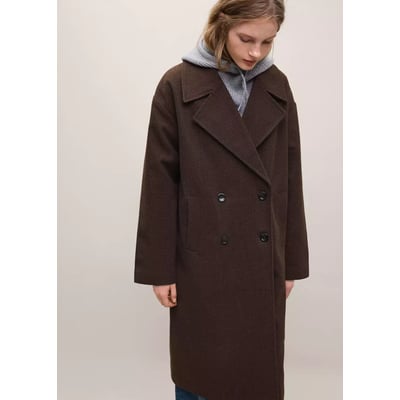 Manteau laine mélangée croisé MANGO TEEN
