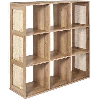 Rangement modulable cannage et bois Bali 9 cases CMP